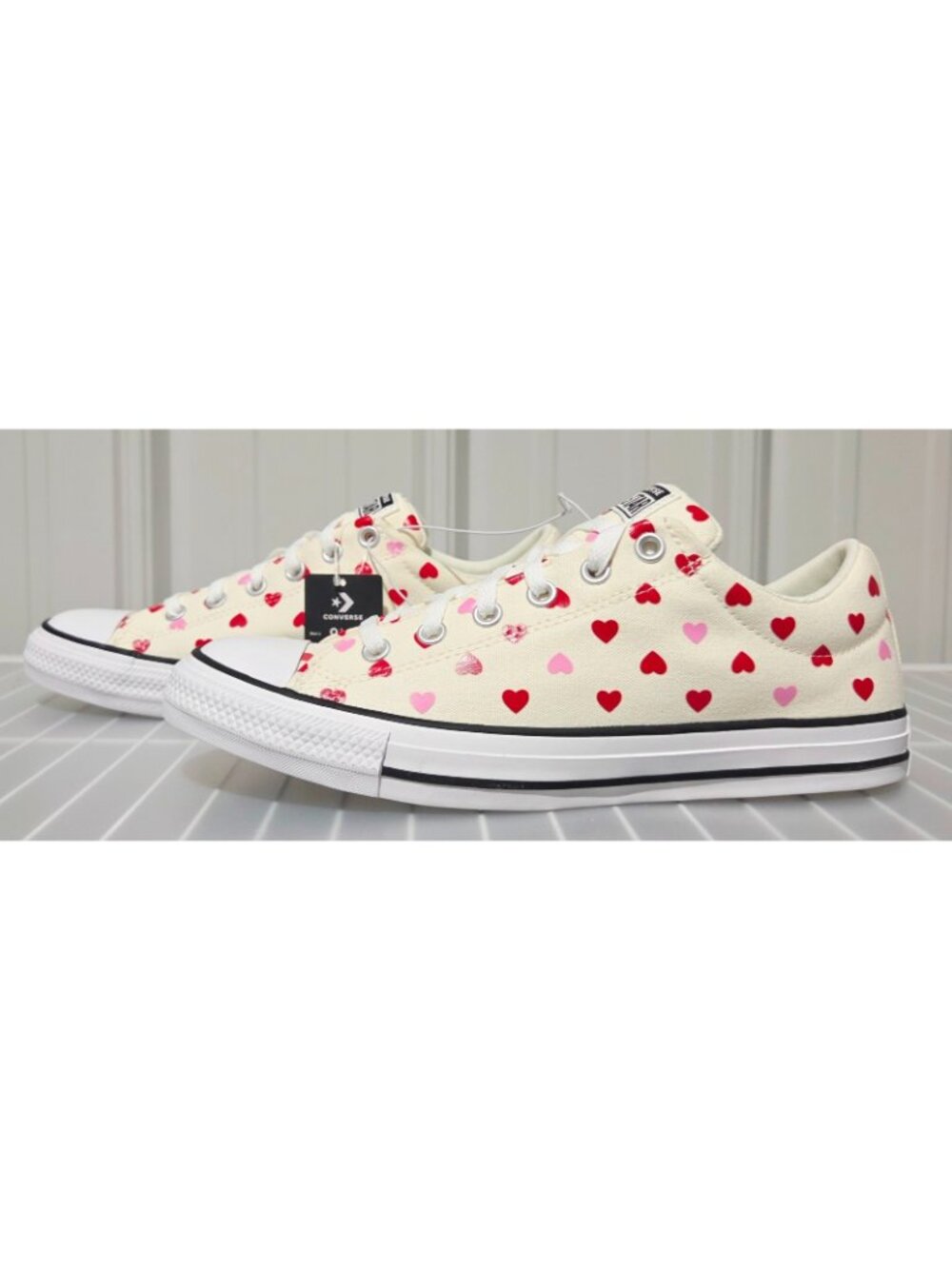 Converse All Star Street Ox Low Top Heart Print Sneakers Men's 9.5  Womens' 11.5 - Picture 2 of 6